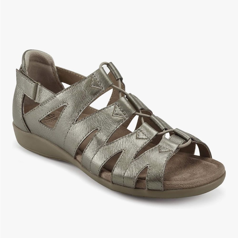 Earth Origins Bea Gladiator Sandals Women's size 7 Gold Platinum Leather